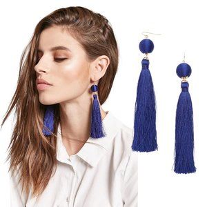 Royal Blue/Navy Tassel Earrings